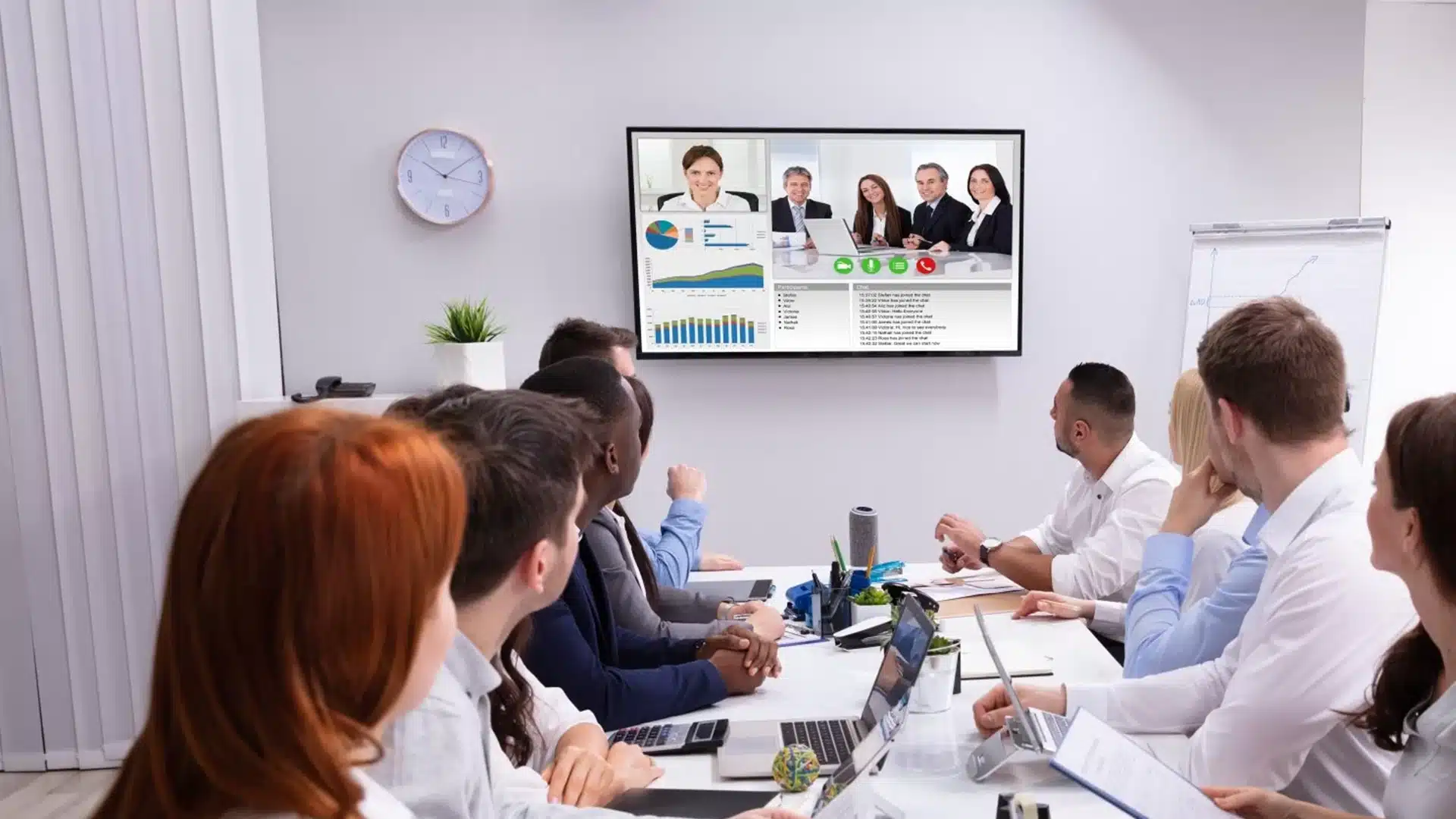 Video conference in a meeting of a company